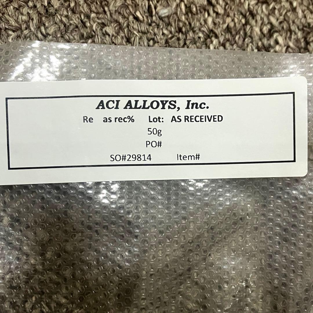 希少　Re レニウム　99.99% 50g ペレット　レアメタル　成分分析表付