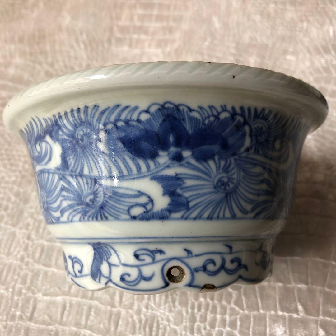 古伊万里 染付 花唐草文鉢　３客　江戸後期