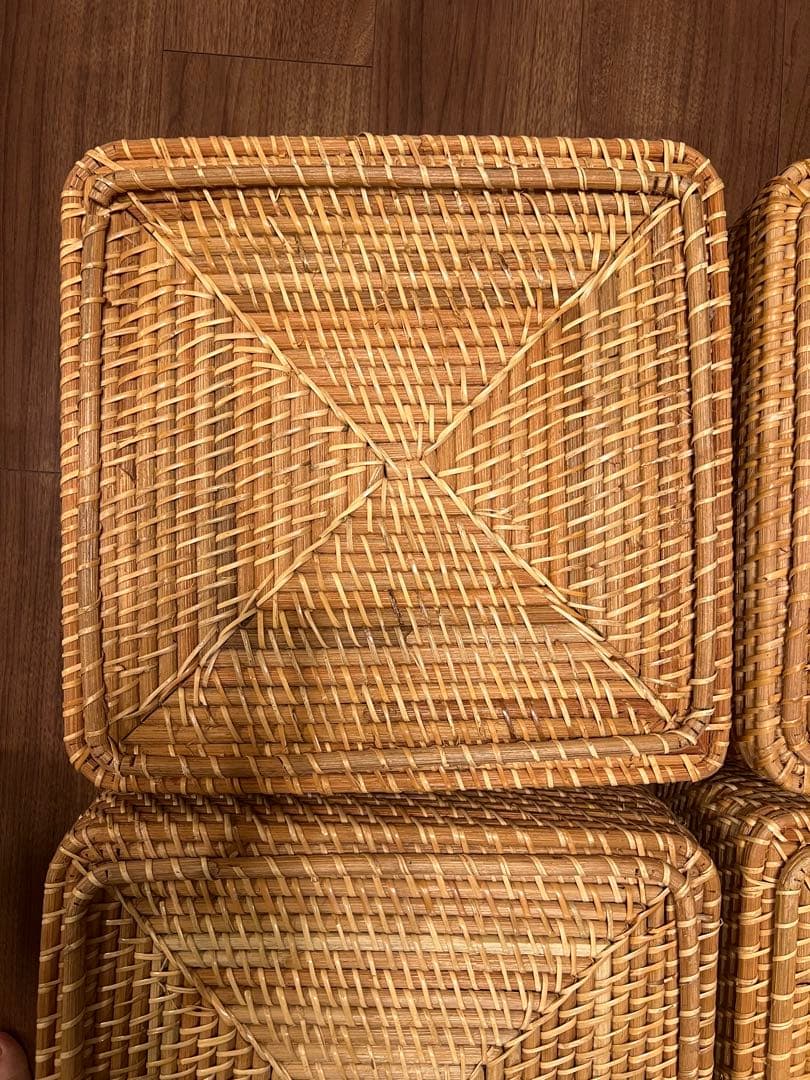 無印良品　重なるラタン角型バスケット・中 4個セット