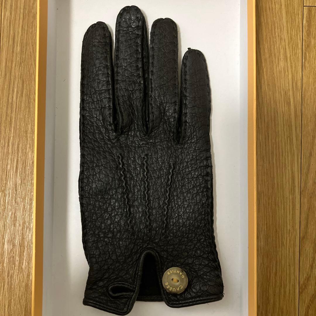 ガンコス　CAUSSE 黒 ペッカリー 手袋 ボタン付き