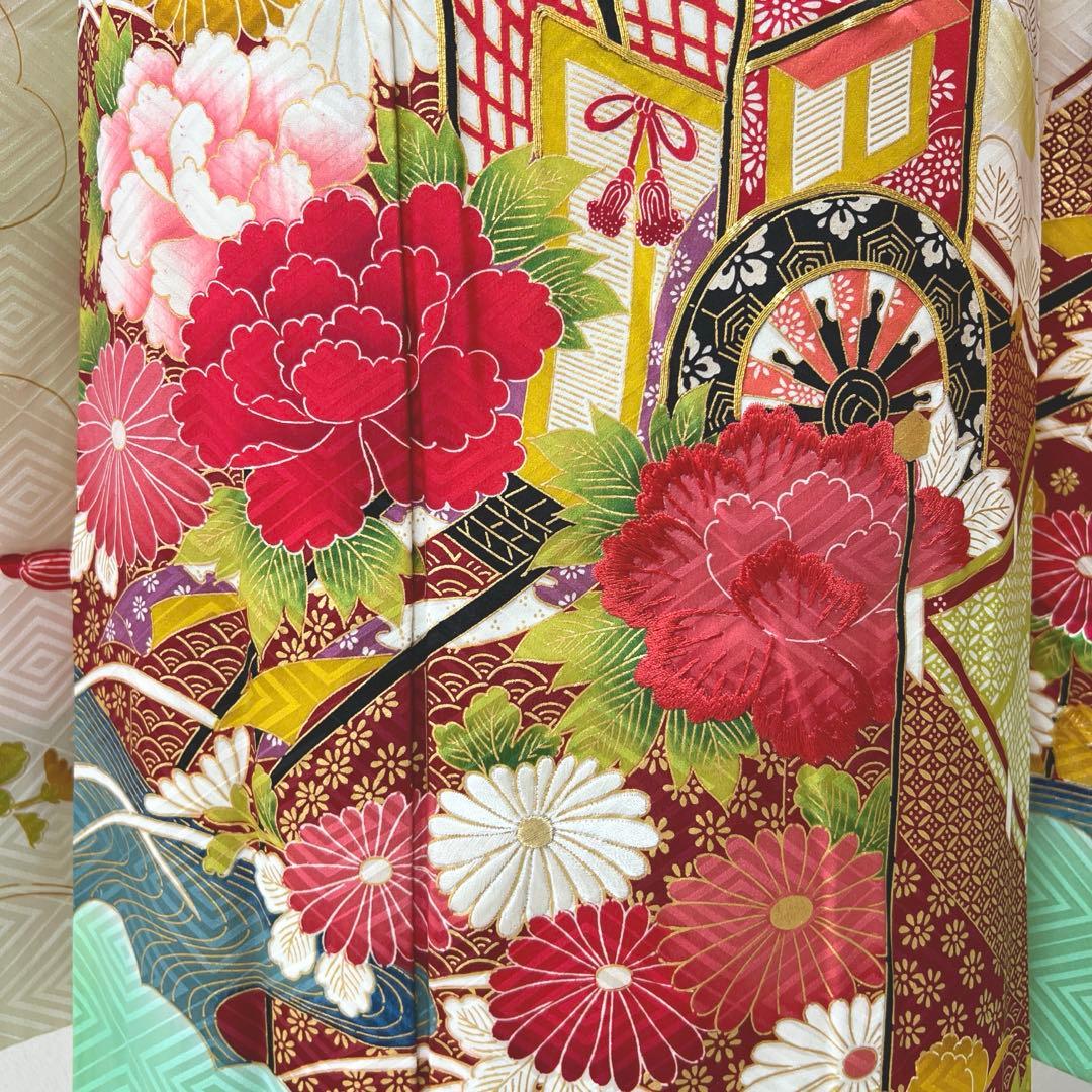 389 振袖フルセット 正絹 黄緑 ミントグリーン 金彩 刺繍 暈し染め 華やか