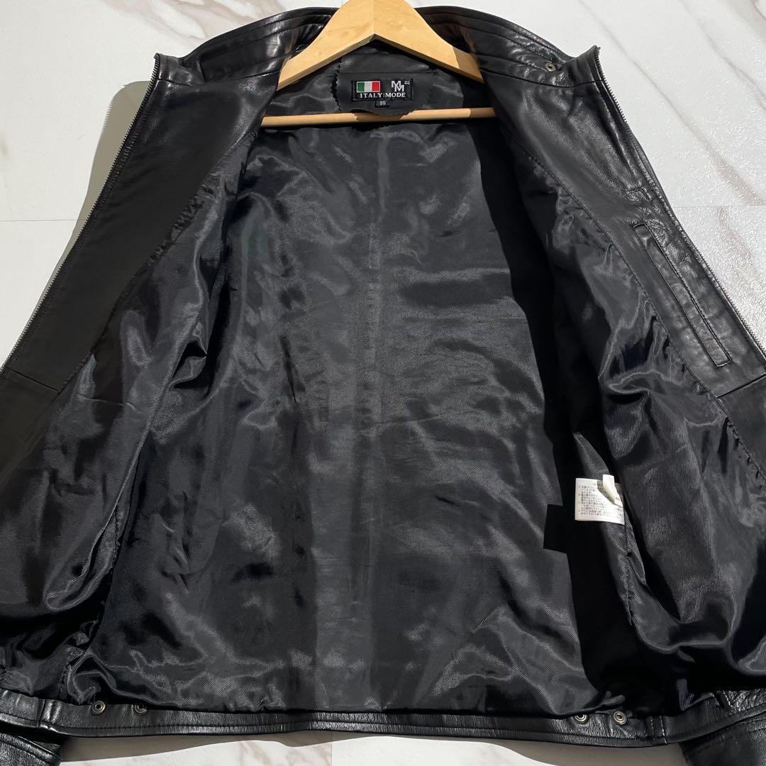 【美品✨希少】ライダースジャケット 鹿革 XLサイズ ブラック イタリーモード