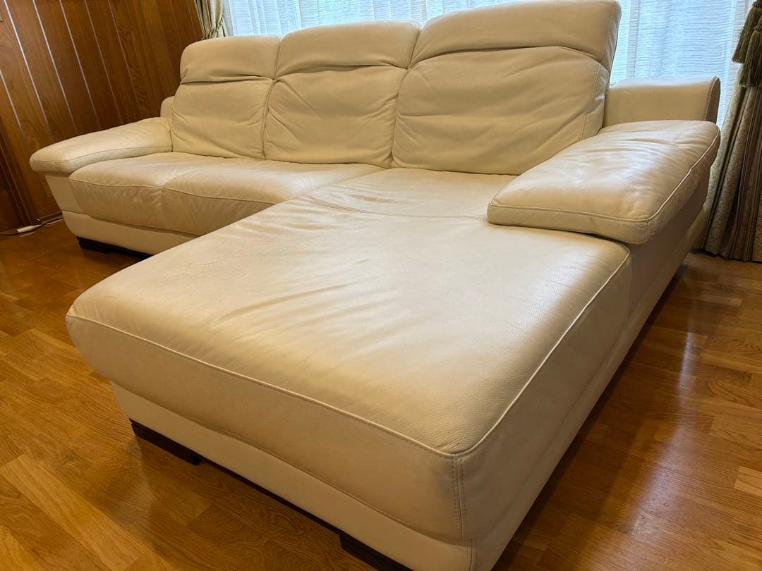 【値下】① IDC大塚家具 L/S Comfort-08 カウチソファ総本革