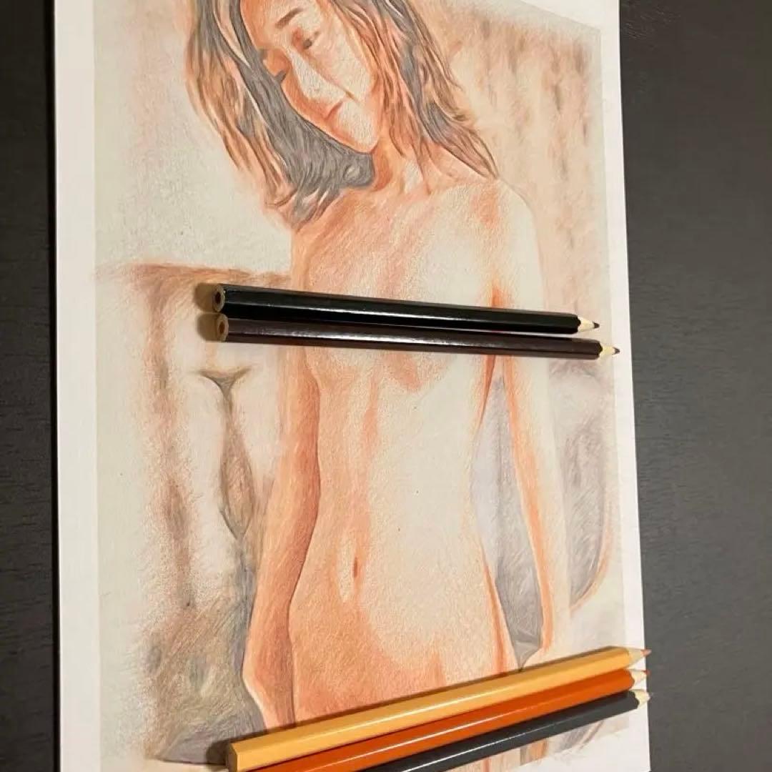 女優画18 額装品　額縁寸法32.7㎝×24.0㎝×1.5㎝　色鉛筆画　定款付