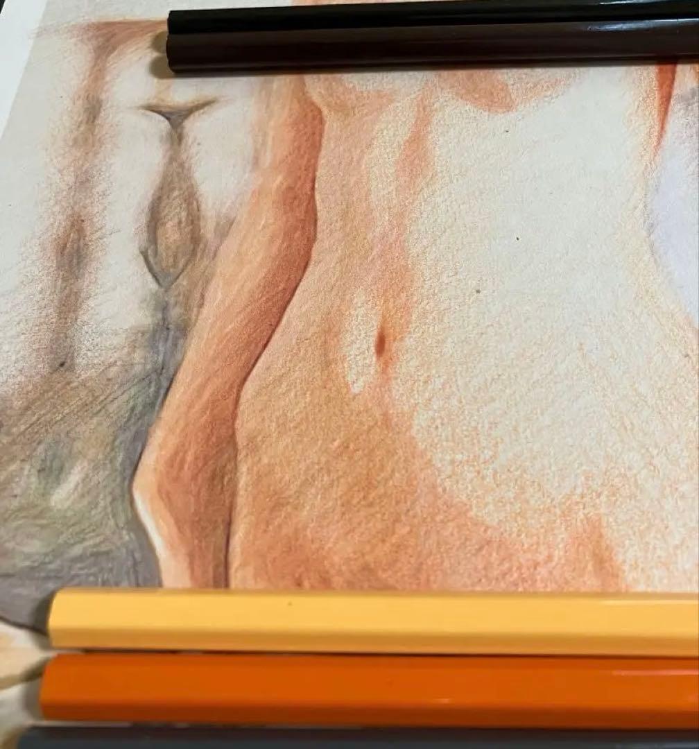 女優画18 額装品　額縁寸法32.7㎝×24.0㎝×1.5㎝　色鉛筆画　定款付