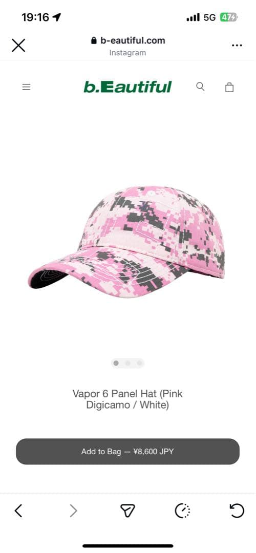 K*p様 b.Eautiful キャップ　カモ　ピンク