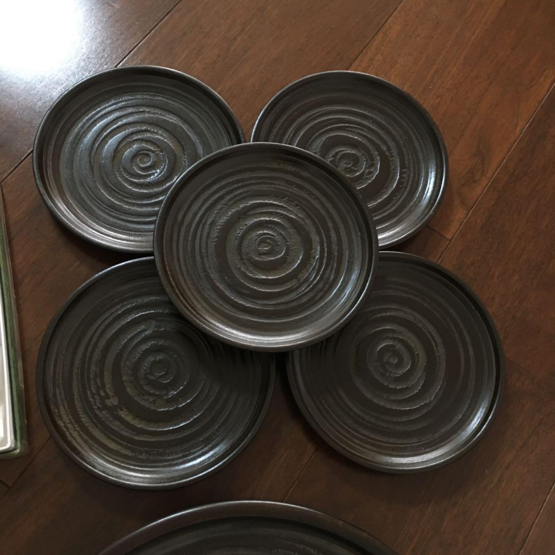 讃岐彫　讃岐漆器　象谷（ぞうこく）塗　菓子皿　お盆　丸盆　飾盆