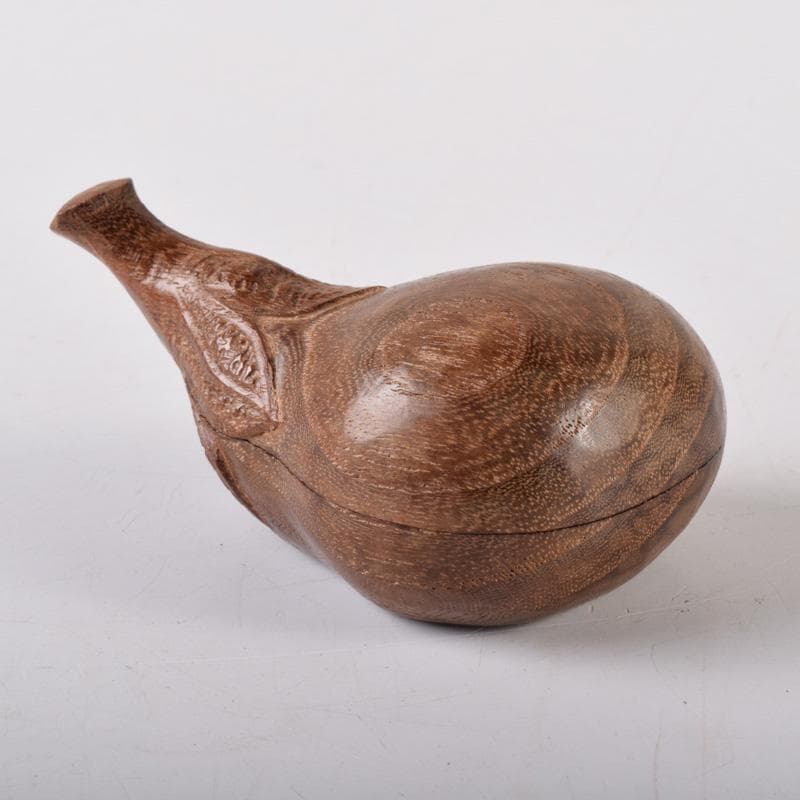 茶道具　祥桑軒　川本光春作　桑彫　茄子香合　竹田益州極め箱　V　7383