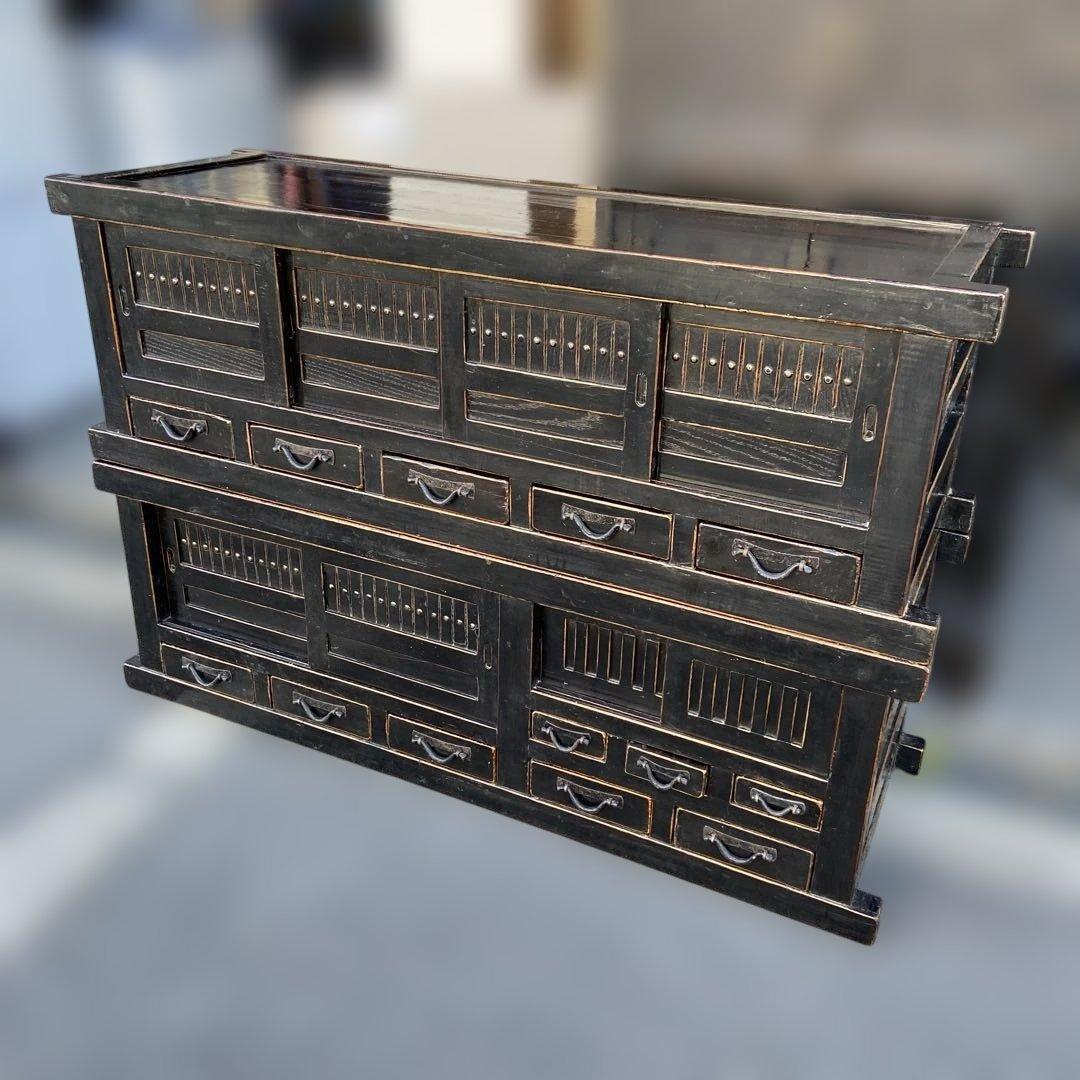 昭和レトロ　古家具　水屋箪笥　年代物　アンティーク　食器棚　カップボード