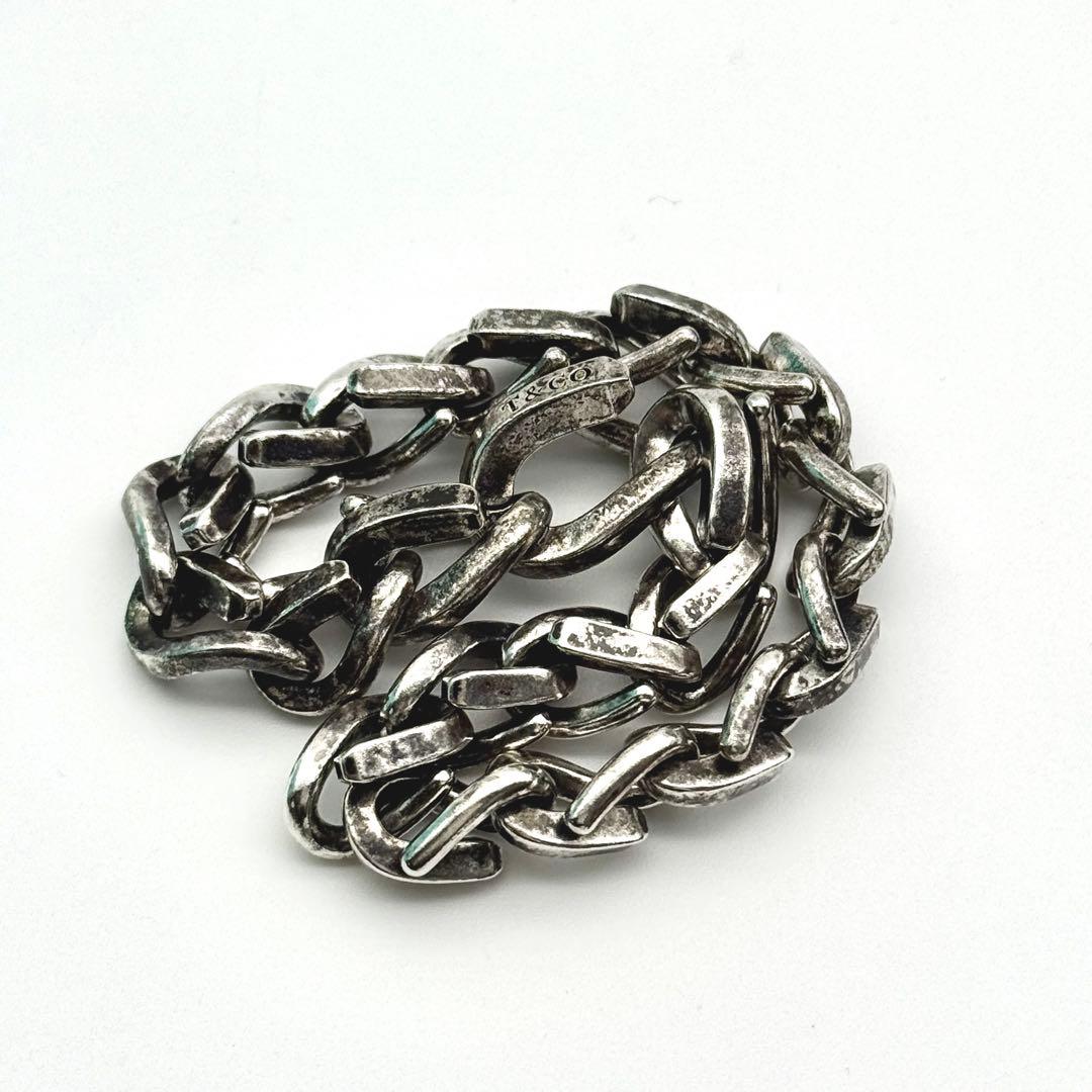 美品 Tiffany フォージ ミディアム リンク ブレスレット いぶし加工 L