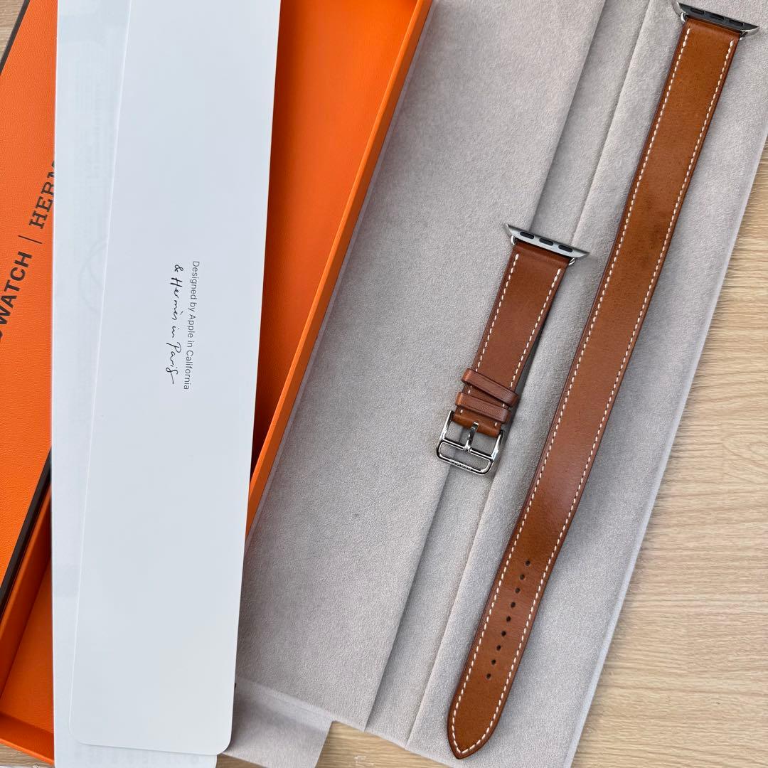 2381 Apple Watch エルメス　ブラウン　ドゥブルトゥール　二重