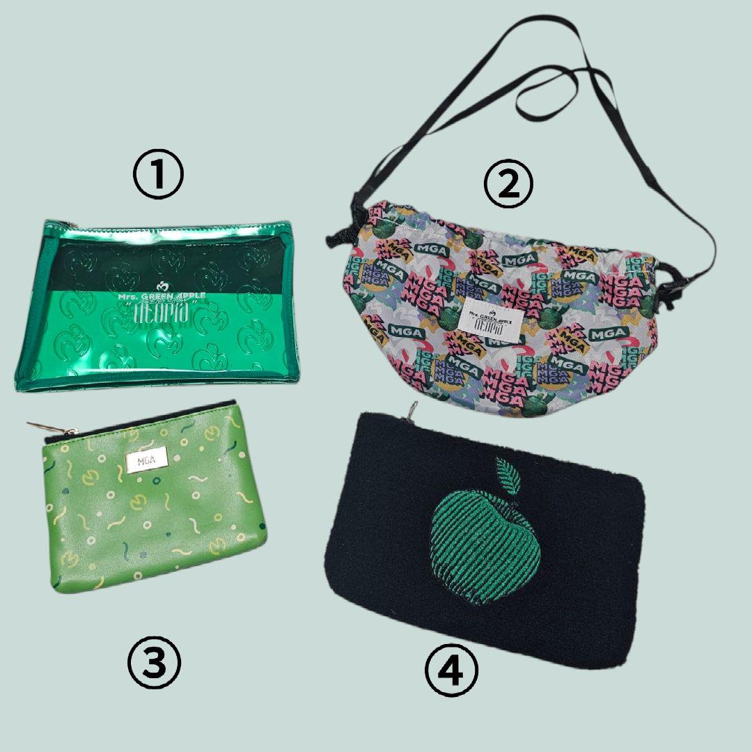 【美品】ミセスグリーンアップル ショルダーバッグ、ポーチ 3点セット