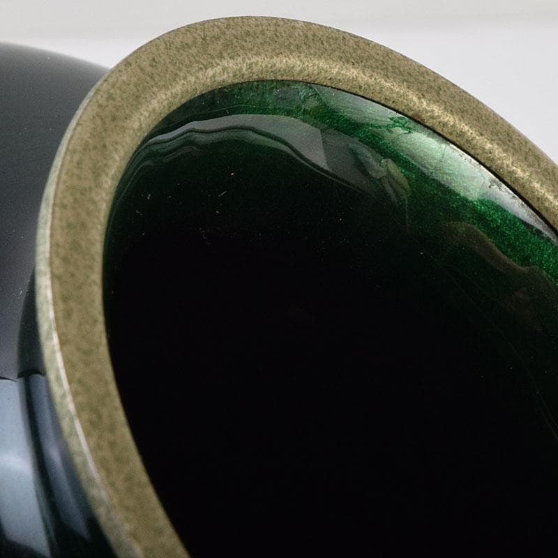 七宝焼　安藤七宝店　緑透釉　四君子文　花瓶　唐木台付　共箱　M　R9508