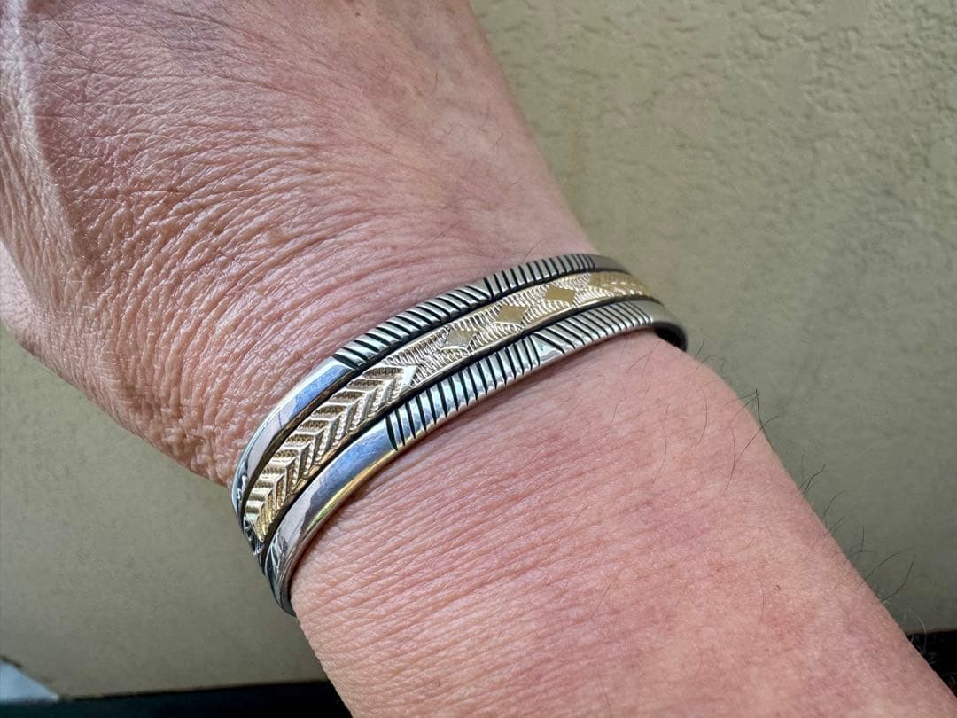 最終 超美品 ブルースモーガン バングル 14K ナバホ族 ほぼ未使用 やや幅広