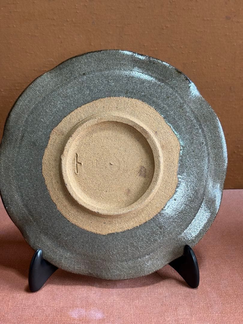 人間国宝荒川豊蔵作絵唐津四方窓割飛鳥文七寸皿　検唐津小十窯にて