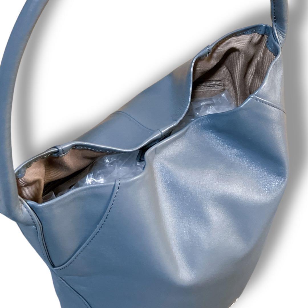 イアパピヨネ 未使用級 アニマルモチーフ バケツ ワンショルダーバッグ ブルー