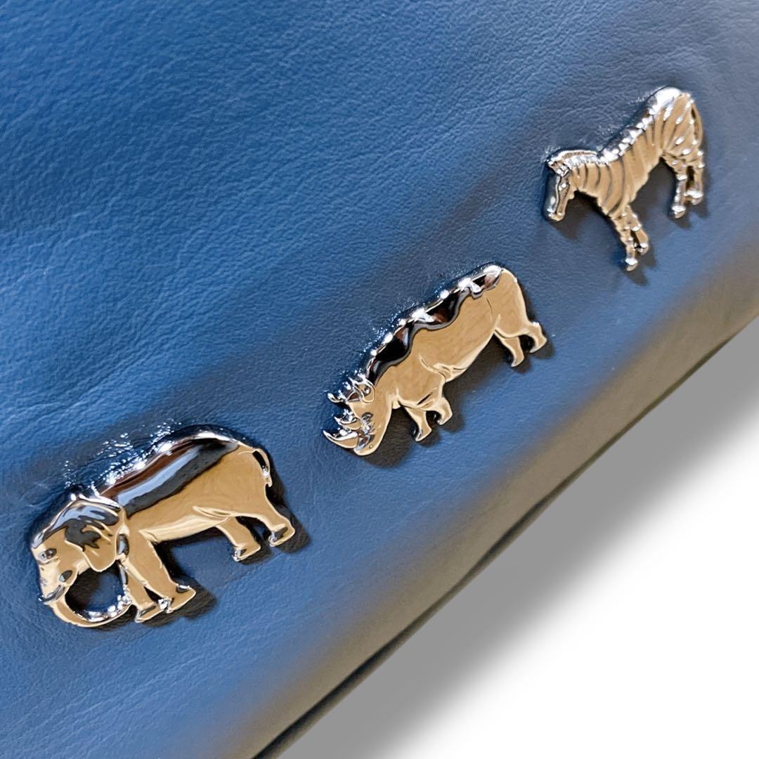 イアパピヨネ 未使用級 アニマルモチーフ バケツ ワンショルダーバッグ ブルー