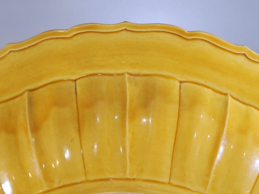 DT571 中国 黄色 古い皿 39.5cm