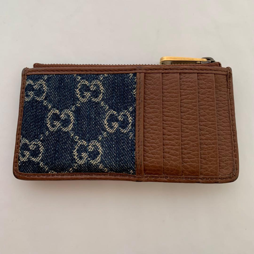 美品 GUCCI インターロッキング 小銭入れ デニム クレジットカードケース