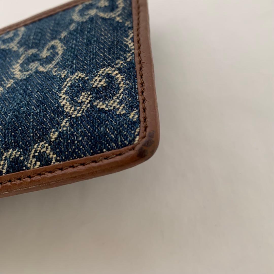 美品 GUCCI インターロッキング 小銭入れ デニム クレジットカードケース