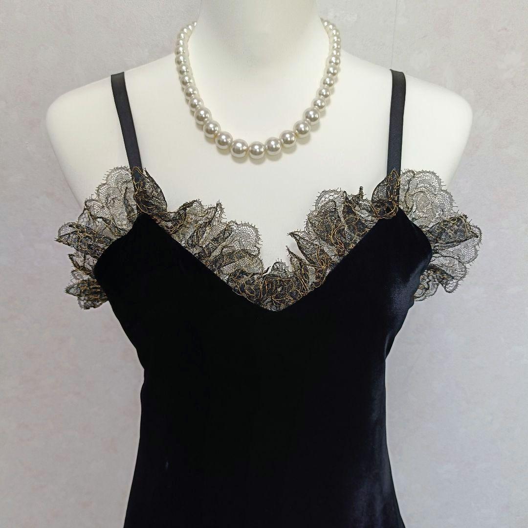 クリスチャンディオール ヴィンテージ ベルベット キャミソールワンピース 9号