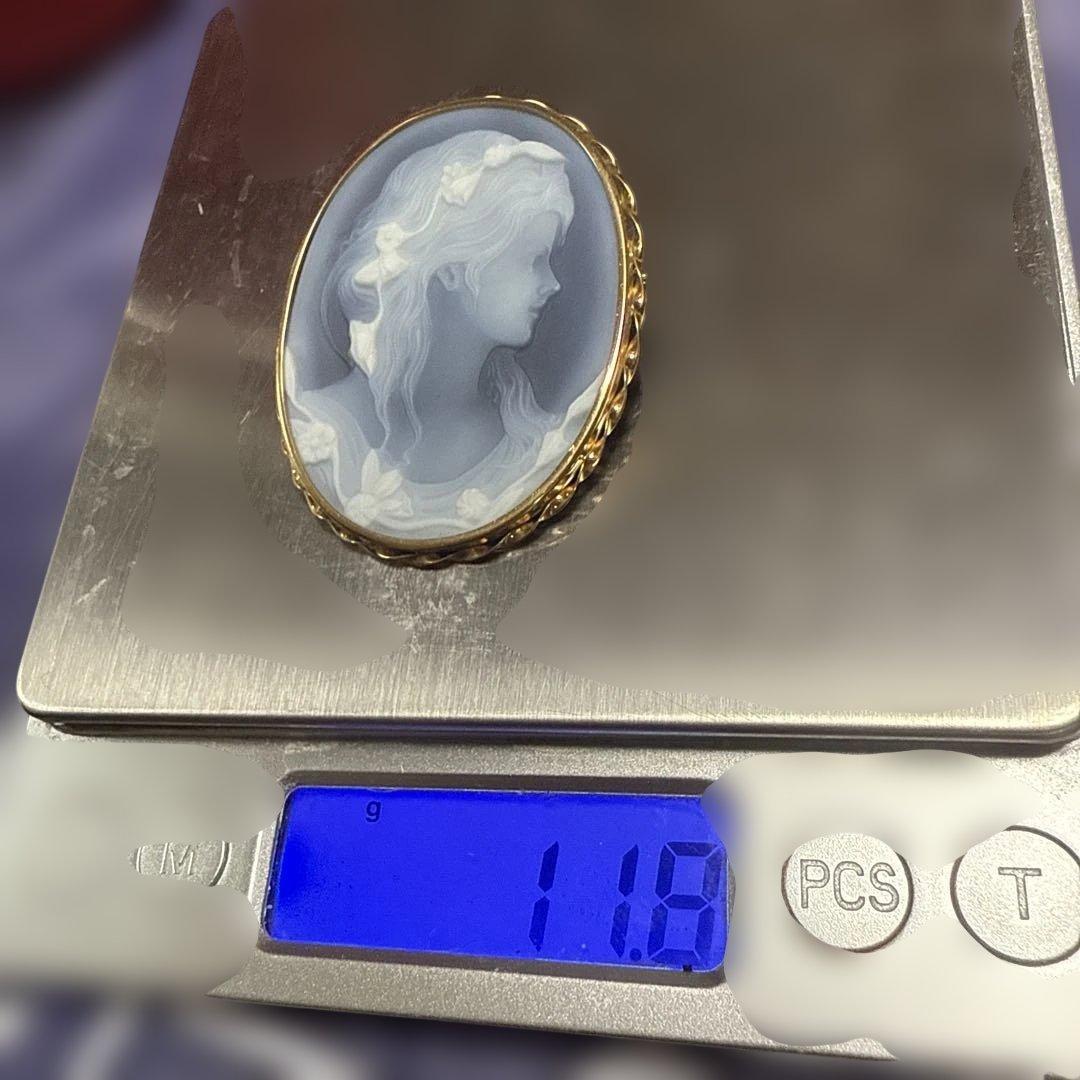 2WAY K18 YG カメオ ブローチ ペンダントトップ