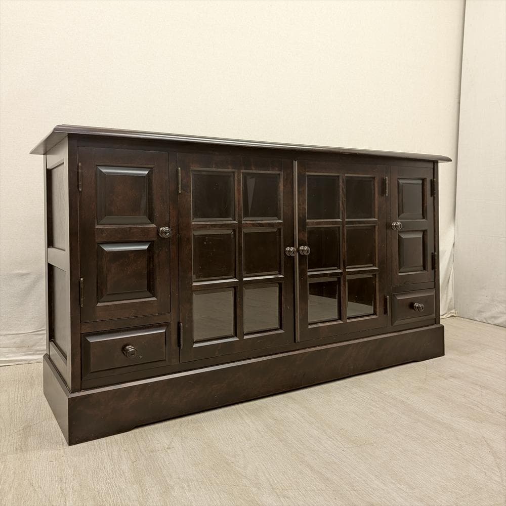 北海道民芸家具　樺　カバ材　無垢　サイドボード　キャビネット　収納棚　飾り棚