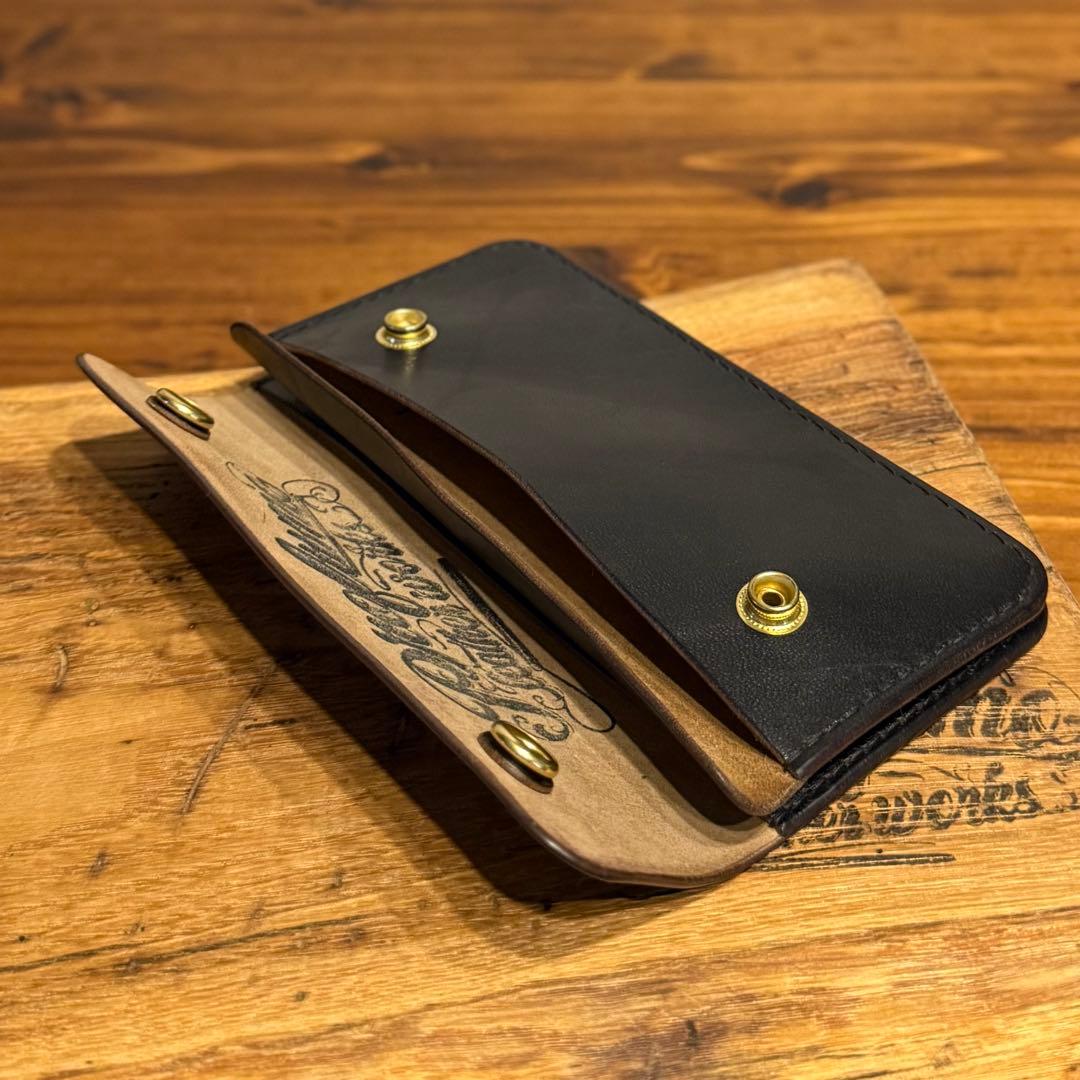 Ｋ*様 トラッカーウォレット 2層『ホースバット　茶芯　ブラック』