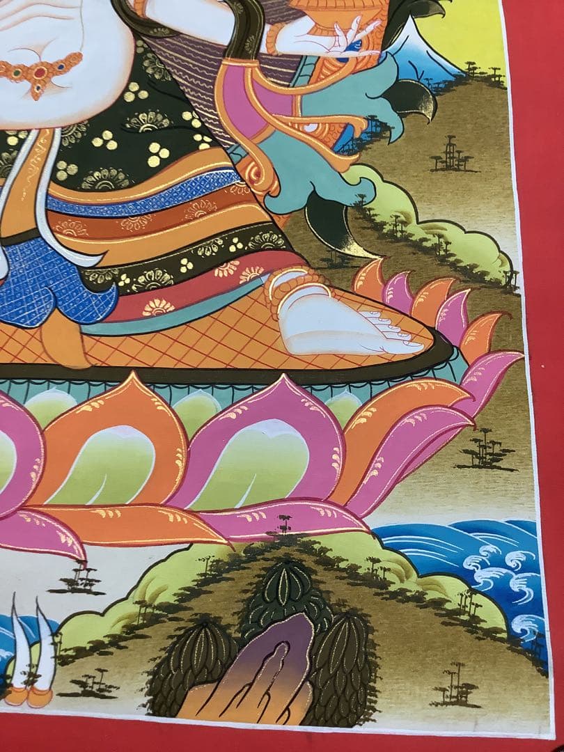 《 チベット密教　新品 》 ガネーシャ　タンカ　曼荼羅　手描き　1点物　金運