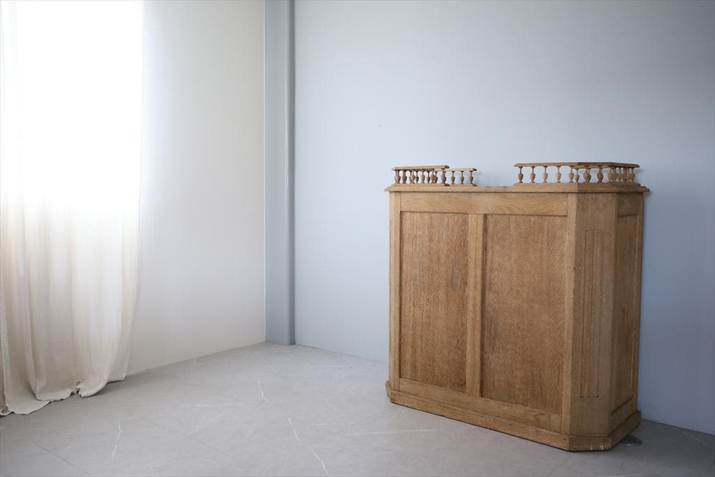 フランスアンティーク木製ショップカウンター/レジ台/テーブル机(90-148)