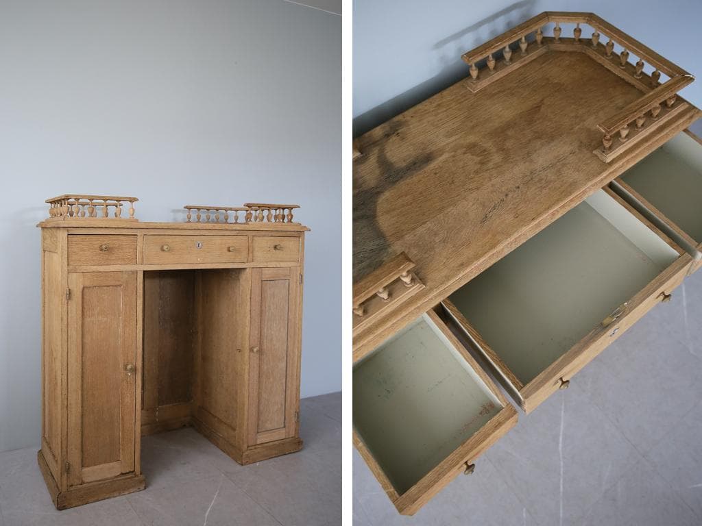 フランスアンティーク木製ショップカウンター/レジ台/テーブル机(90-148)