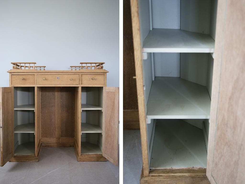 フランスアンティーク木製ショップカウンター/レジ台/テーブル机(90-148)