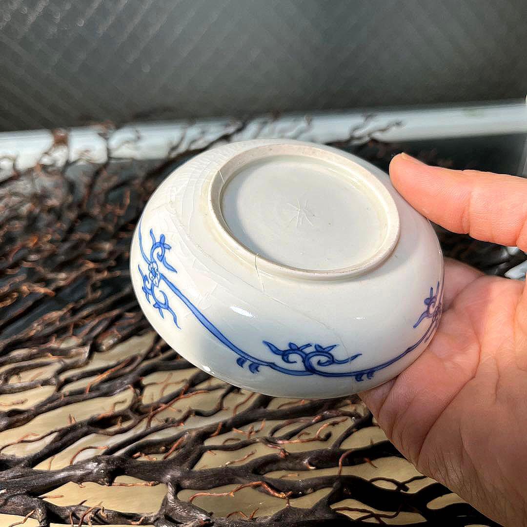 骨董　古伊万里　九谷　古染付　希少　鮎　遊魚　図案　豆皿　※難あり、参考品用