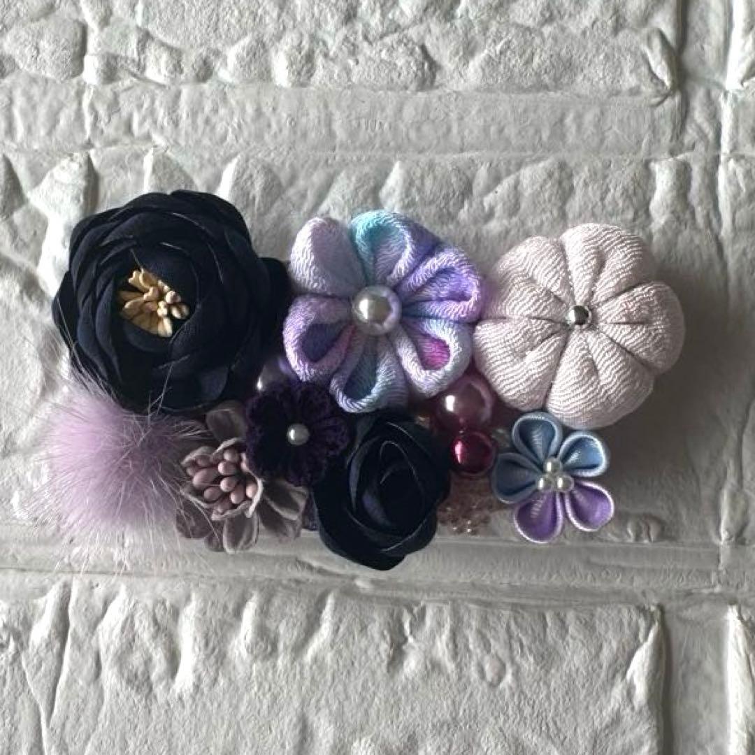 ヴァイオレット・ルフレ♦︎重ね衿 刺繍半衿　マルチレース　正絹帯締め　お飾り2点