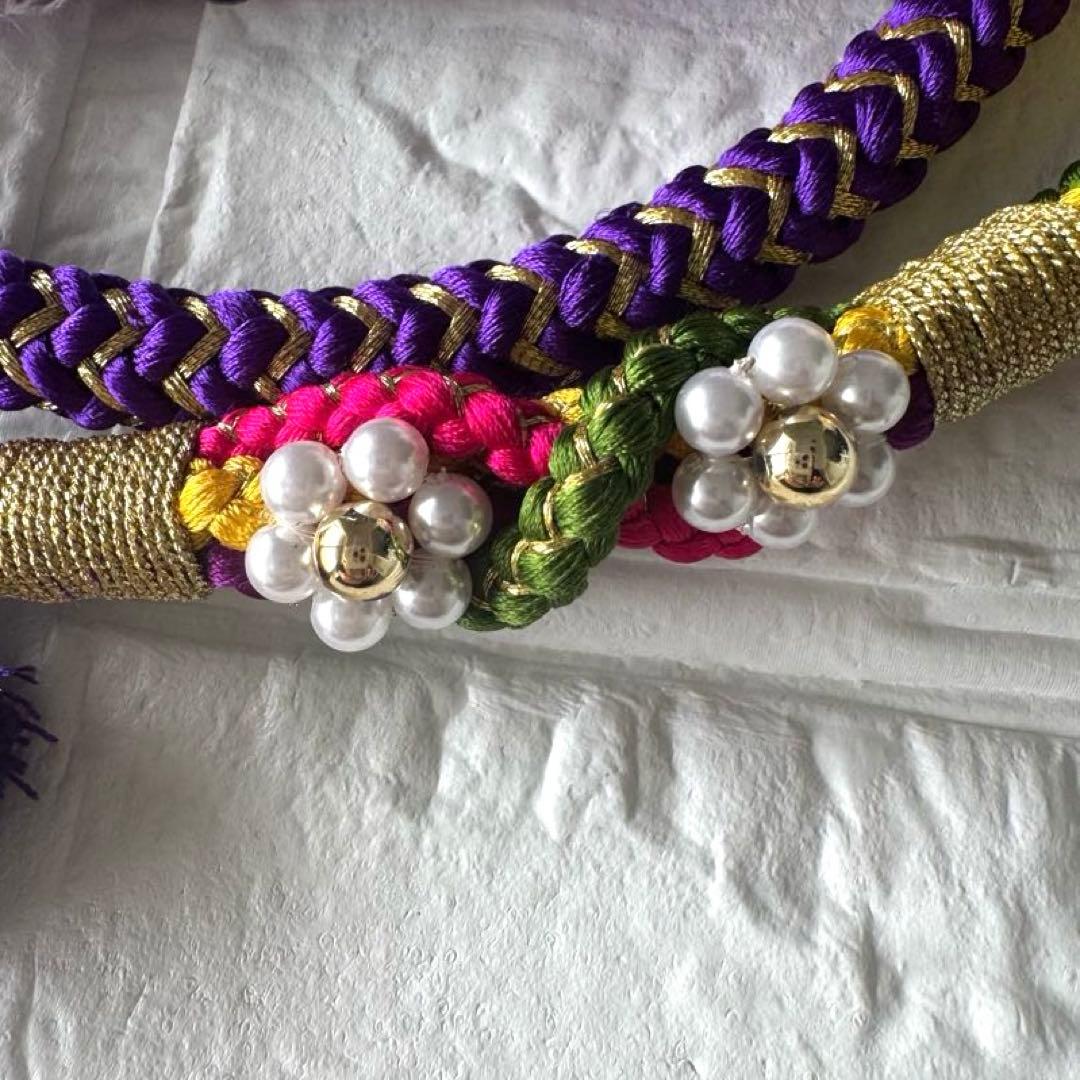 ヴァイオレット・ルフレ♦︎重ね衿 刺繍半衿　マルチレース　正絹帯締め　お飾り2点