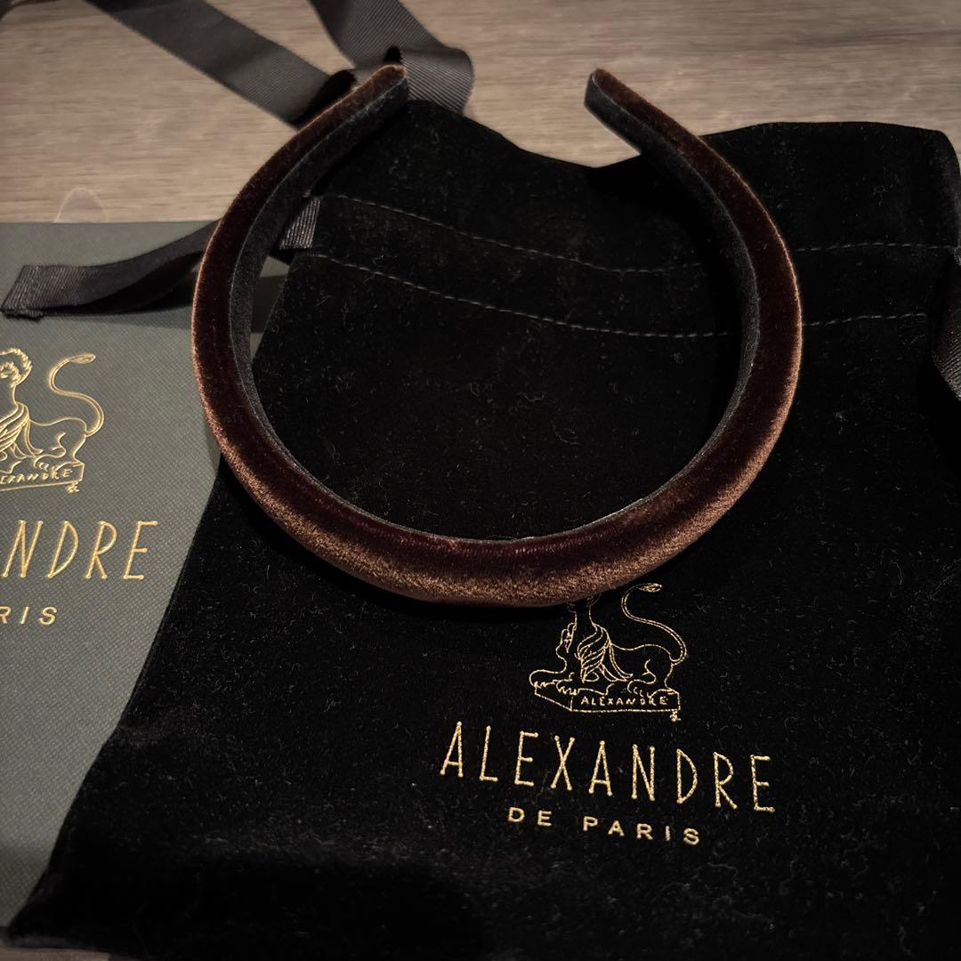 ALEXANDRE DE PARIS カチューシャ　ベルベット　ブラウン