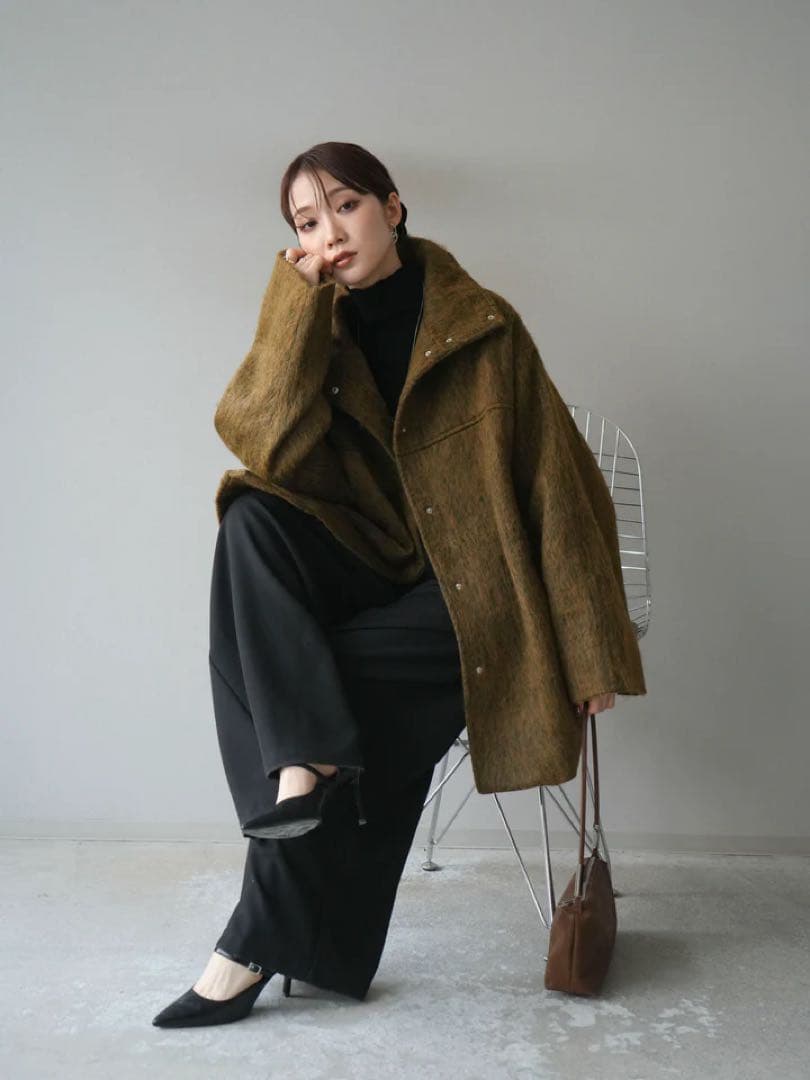 スタンドカラーシャギーコート　Lumier　リュミエ　コート　アウター　シャギー