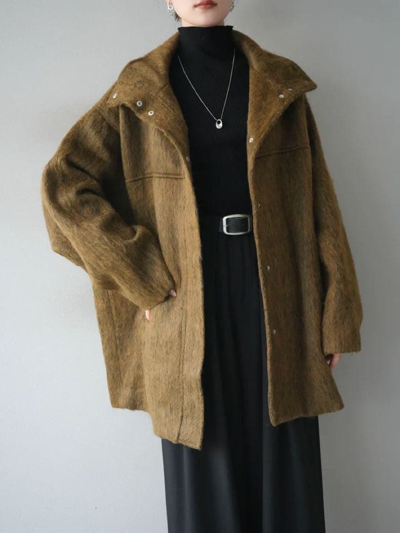 スタンドカラーシャギーコート　Lumier　リュミエ　コート　アウター　シャギー