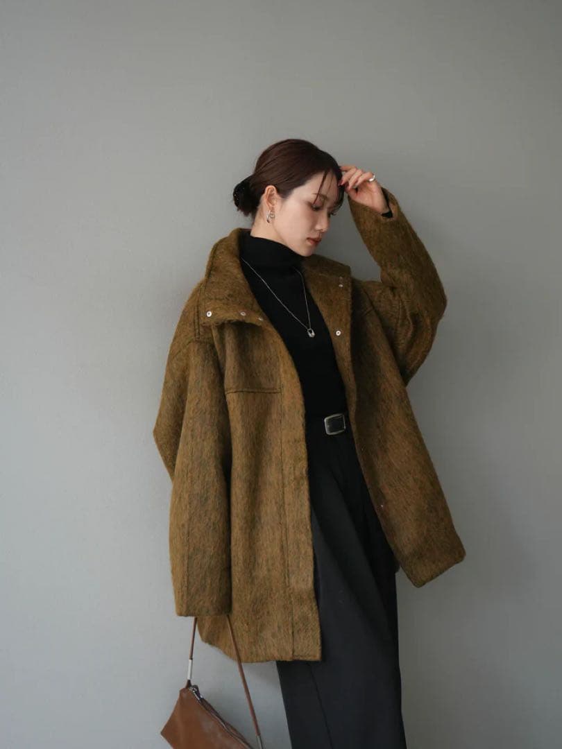 スタンドカラーシャギーコート　Lumier　リュミエ　コート　アウター　シャギー