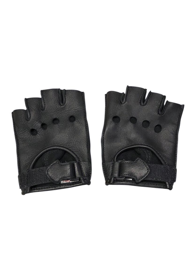 アメリカ製 チャーチル　鹿革　フィンガーレス　半指　グローブ　ブラック 手袋　黒