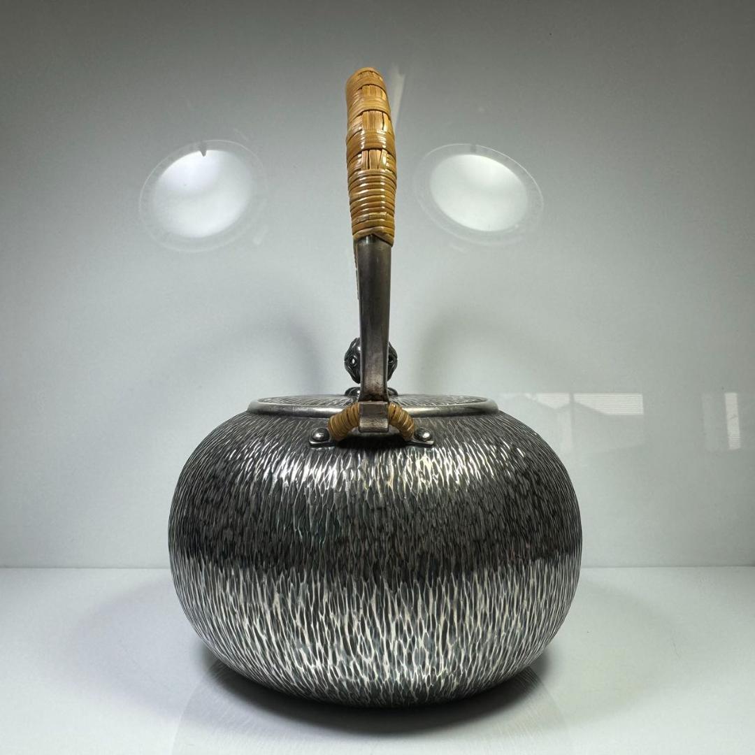 純銀製 宮本造 湯沸 煎茶道具 薬缶 銀瓶 工芸品 古美術品 箱付 純銀保証