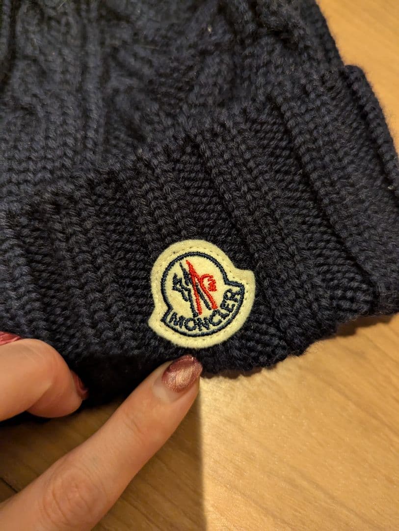 MONCLER　ニット帽　モンクレール 　ケーブル編み　ニット　 ネイビー