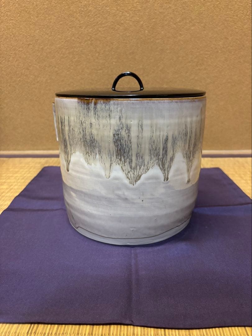 亀井味楽　高取焼　水指　裏千家　鵬雲斎　箱書　鈴木表朔　蓋　茶道具