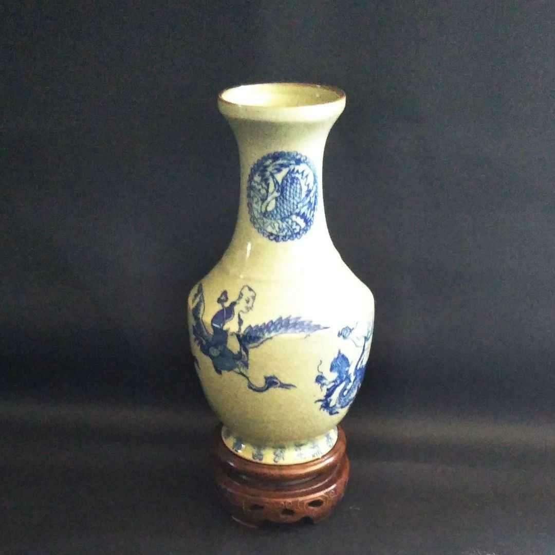 ※中国古美術/青花四仙人図瓶/ (底款:大清康熈年製)