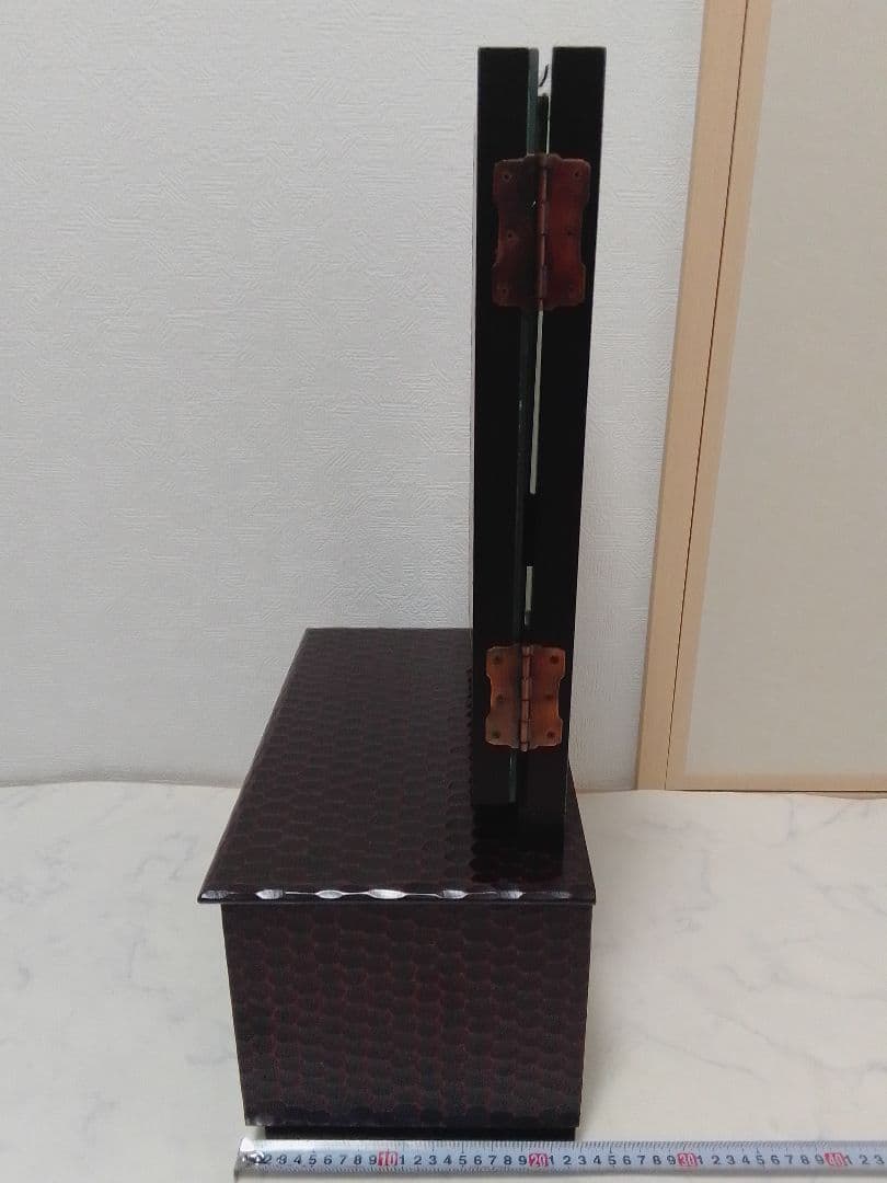 鎌倉彫 鏡台 三面鏡 木製 牡丹 アンティーク 昭和レトロ 和風 ドレッサー