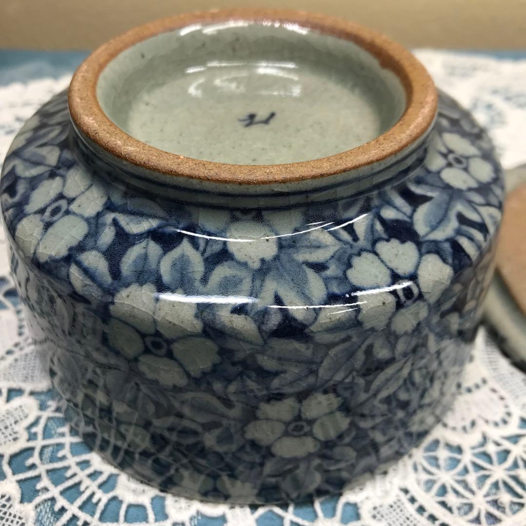 辻修窯　お花がいっぱいの蓋物　お櫃