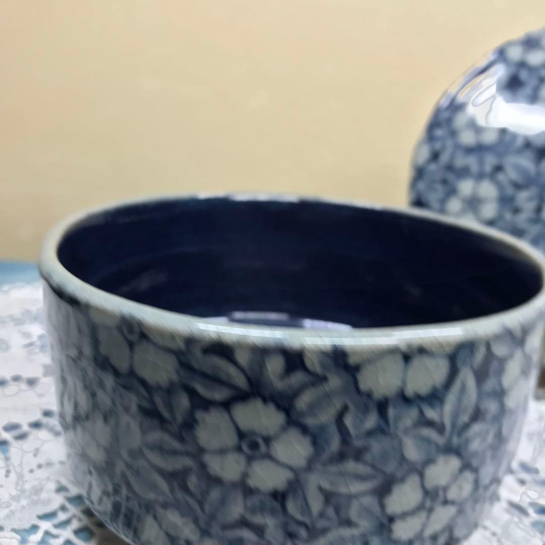 辻修窯　お花がいっぱいの蓋物　お櫃