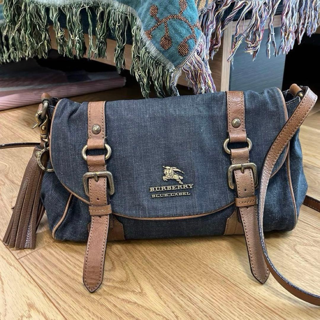 BURBERRY LONDON BLUE LABEL デニム地　タッセル　バッグ