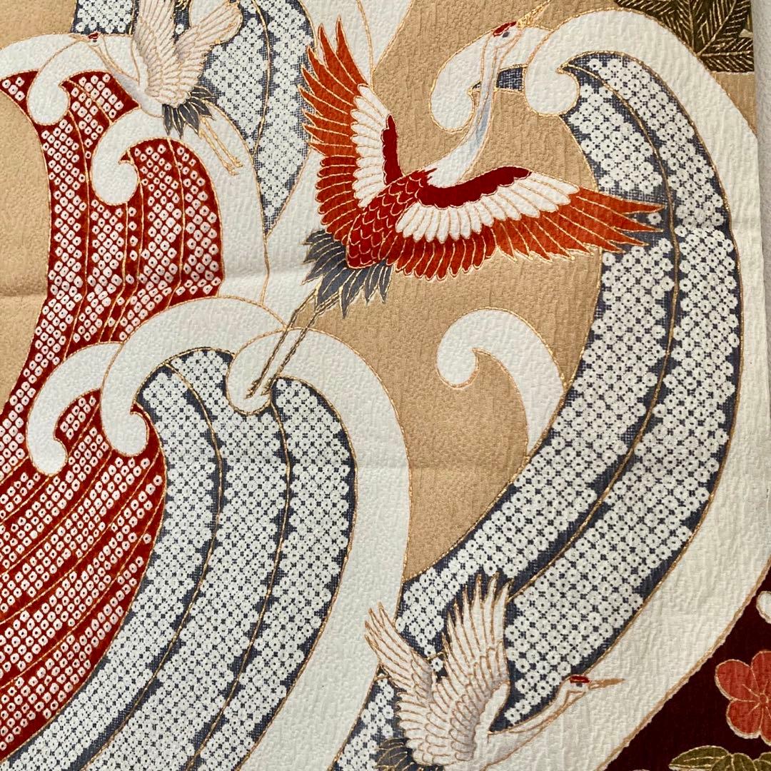 古典柄 鶴 波文様 振袖4点セット‼️お振袖セット‼️TM NO129 フルセット