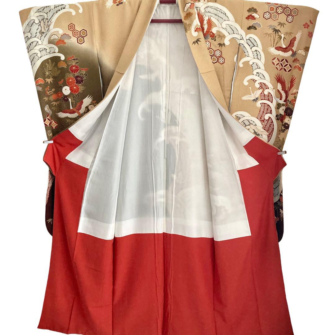 古典柄 鶴 波文様 振袖4点セット‼️お振袖セット‼️TM NO129 フルセット